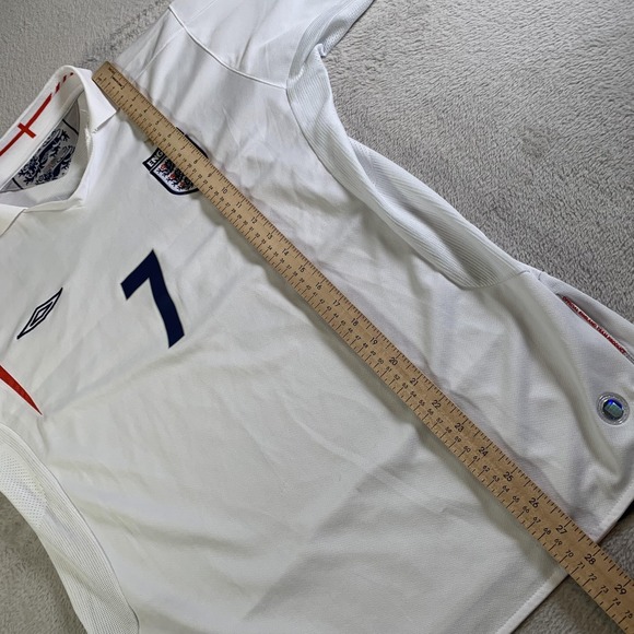 England National Team Shirt Jersey Mens L White Soccer Umbro Beckham Home Static - Picture 6 of 15